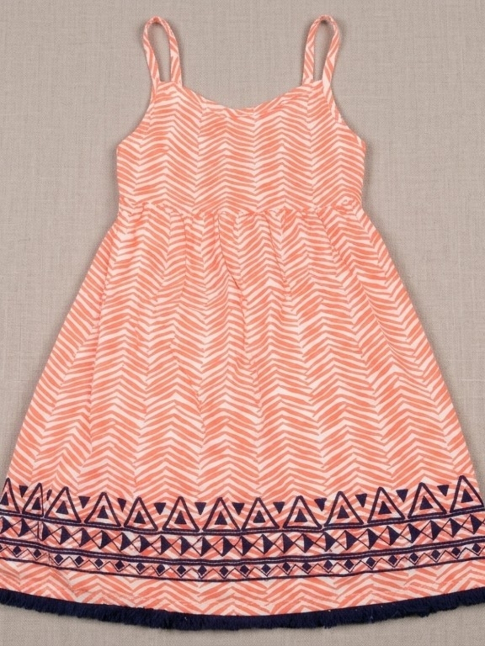 Gymboree Coral Chevron Sundress with Black Tribal Hem